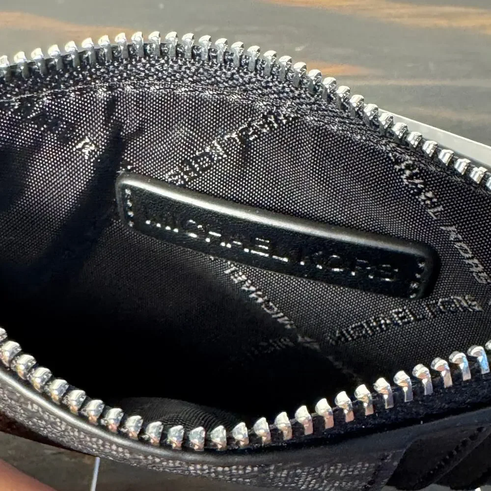 Michael Kors Jet Set Travel‎ Black Logo Card Case with Coin Pocket